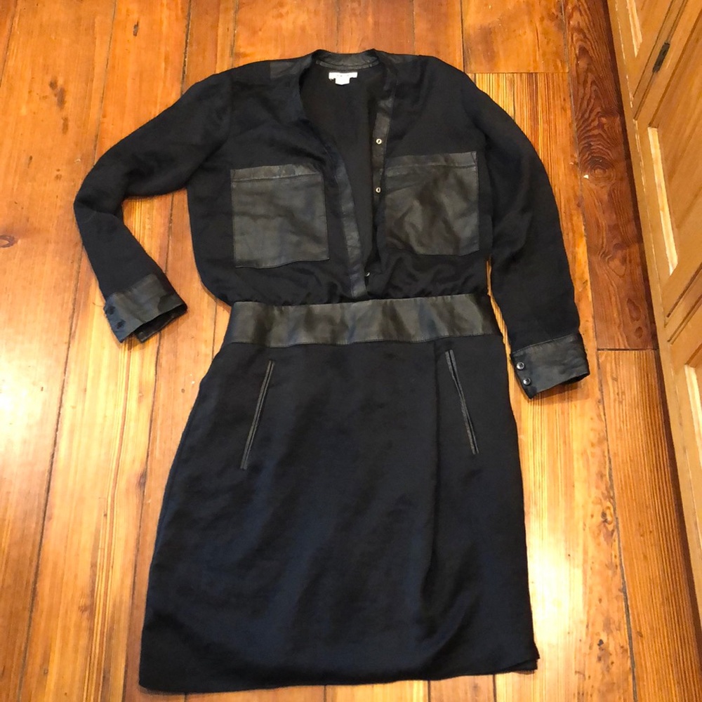 Leather and silk work dress